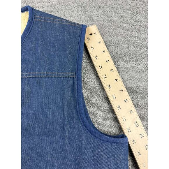 Vintage Carhartt Sherpa Denim Vest Men XL Blue Jean Fleece USA‎ Made Workwear - Picture 6 of 8